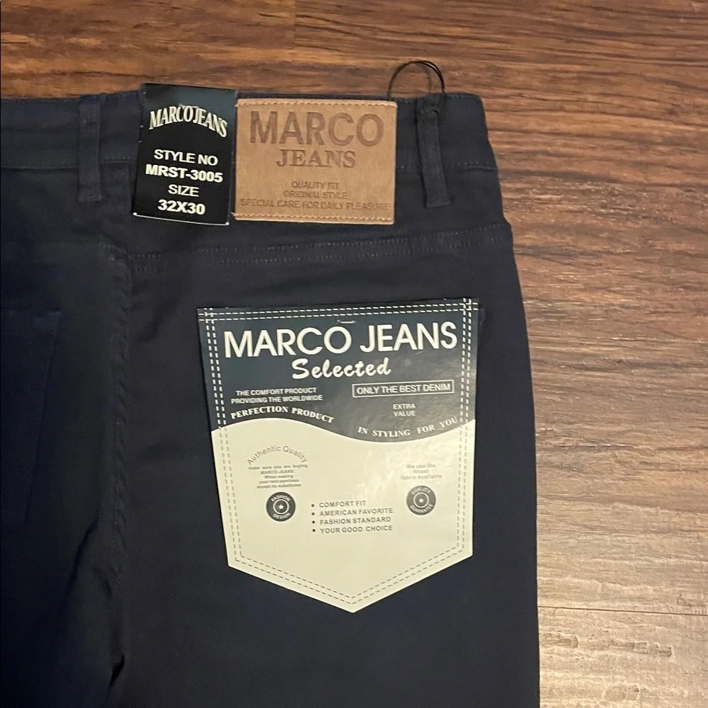Marco Dark Blue Straight-Leg Jeans. Size 32 X 30. NWT, Retail $70